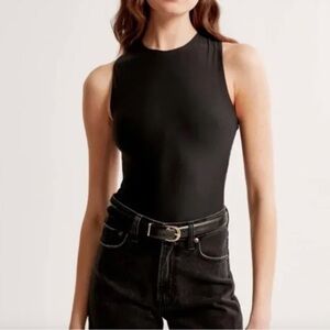 Abercrombie & Fitch Soft Matte High-Neck Bodysuit - Black - Large